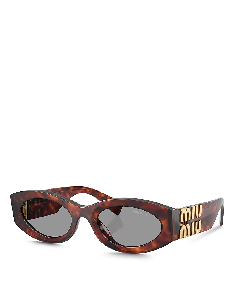 Miu Miu Logo Oval Acetate Sunglasses In Gray