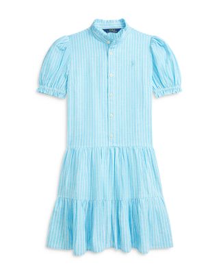 Ralph Lauren - Girls' Striped Tiered Linen Cotton Dress - Little Kid, Big Kid