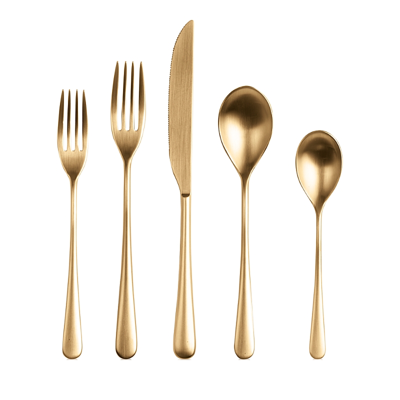 Mepra Neve Ice Gold 5 Piece Flatware Set In Gold