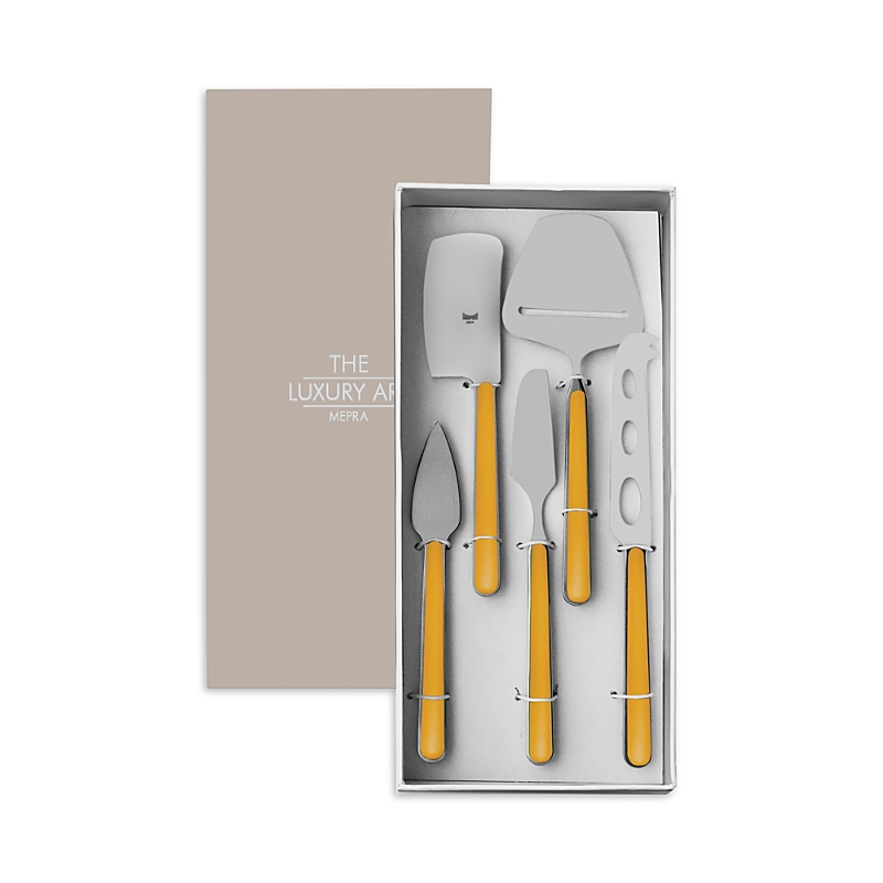Mepra Fantasia 5 Piece Cheese Knife Set In Mustard