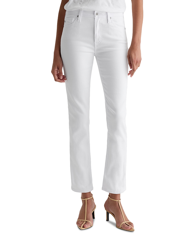 Ag Brinley Crop Mid-rise Straight Jeans In Gallery White In White