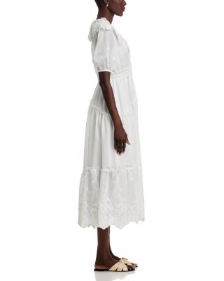 Embroidered Ruffle Short Sleeve Maxi Dress - Exclusive