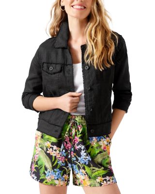 Two Palms Raw-Edge Linen Jacket