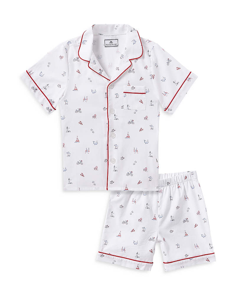 Petite Plume Unisex Coastal Charms Classic Short Pajama Set - Baby, Little Kid, Big Kid In White