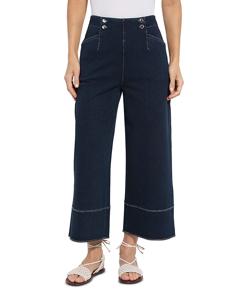 Lyssé Dion Sailor Crop Palazzo Jeans In Indigo In Indigo