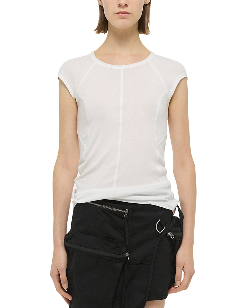 Helmut Lang Slim Fit Sheer Cap Sleeve T-shirt In White