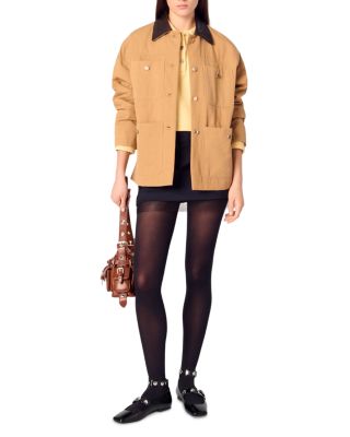 Leather Collar Cotton Coat