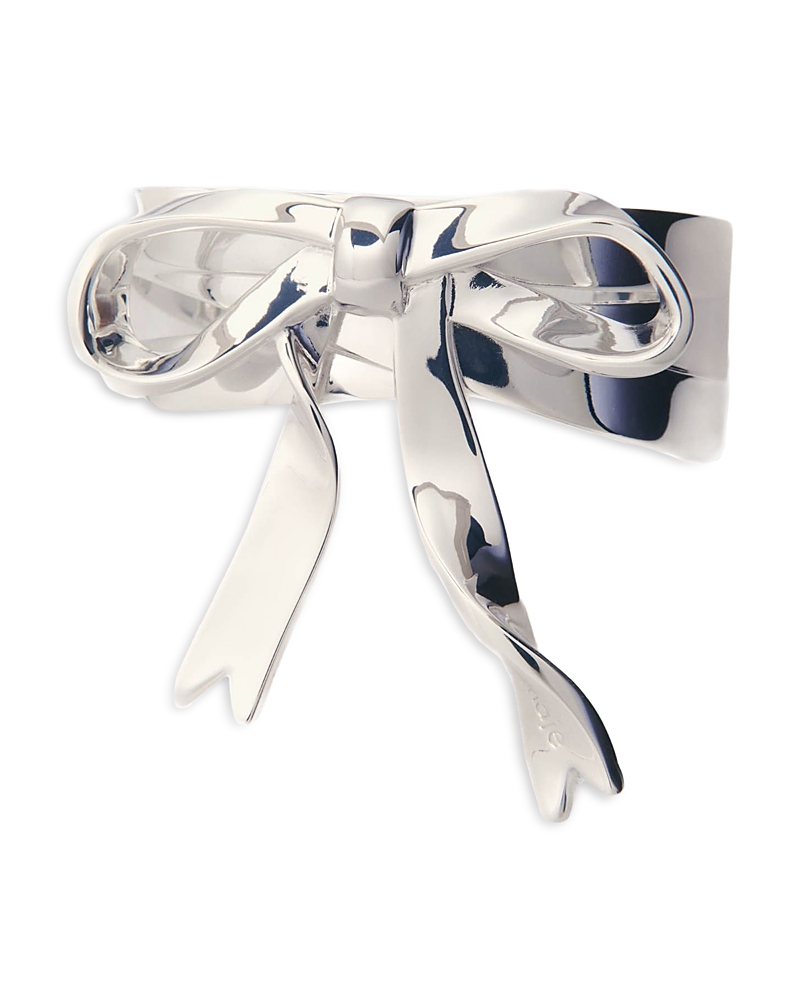 Maje Polished Bow Cuff Bangle Bracelet In Silver