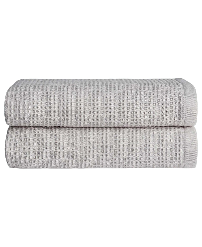 Shop Cozy Earth Waffle Hand Towels, Set Of 2 In Light Grey