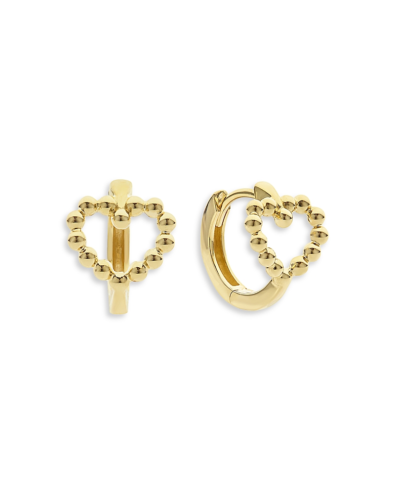 Lagos 18k Yellow Gold Caviar Gold Beaded Heart Huggie Hoop Earrings In Gold