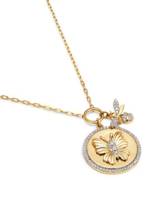 Diamond Multiple Charm Pendant Necklace in 14K Yellow Gold, 0.38 tcw