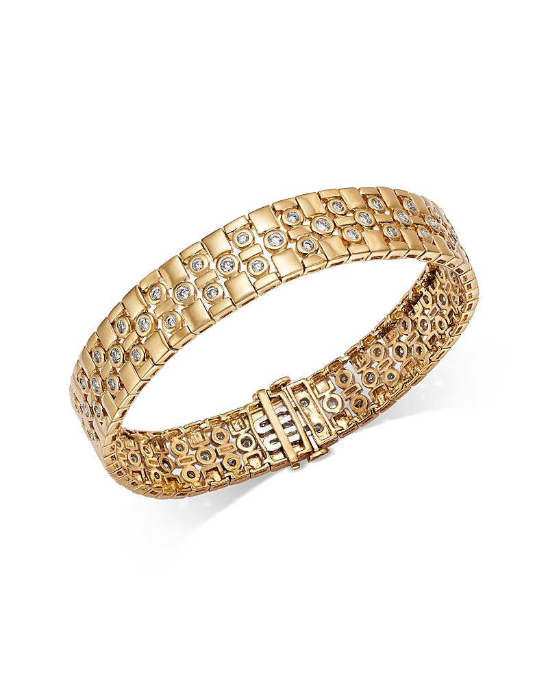 BLOOMINGDALE'S FINE COLLECTION LUXE COLLECTION DIAMOND STATEMENT BRACELET IN TEXTURED 14K YELLOW GOLD, 1.50 CT. T. W.