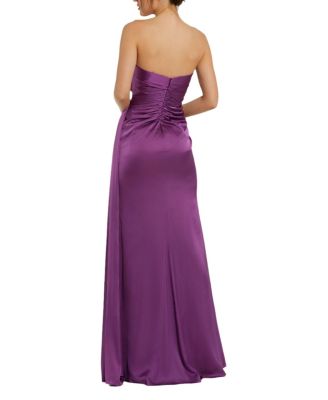 Strapless Embellished Sweetheart Neckline Satin Gown