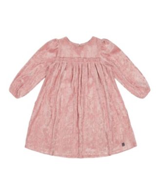 Deux par Deux - Girls' Long Sleeve Velvet Dress with Frills - Big Kid