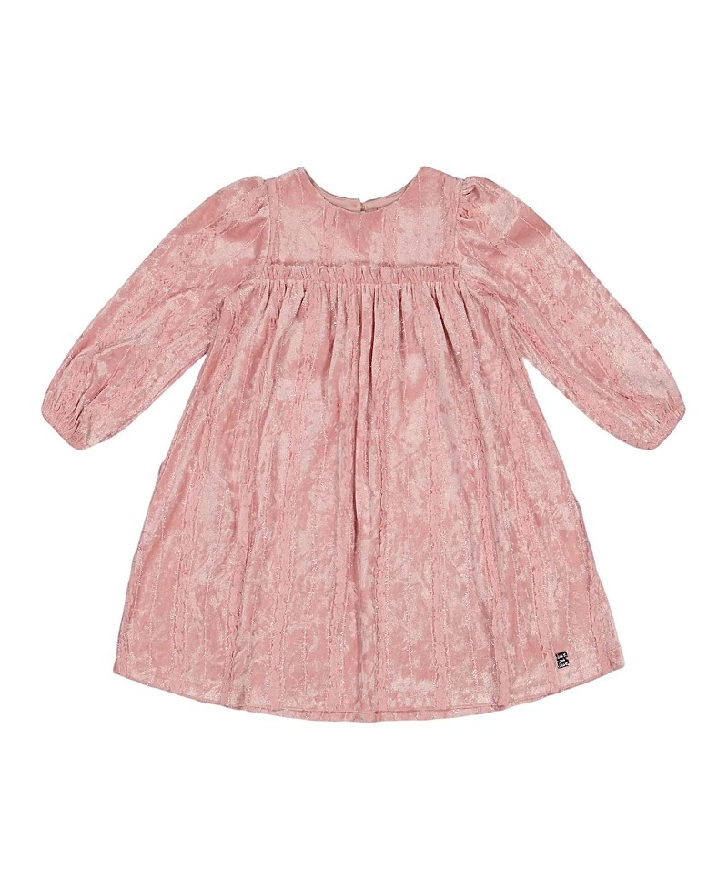 Deux par Deux Girls' Long Sleeve Velvet Dress with Frills - Big Kid