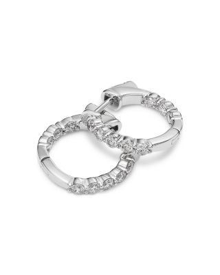 Diamond Classic Inside Out Hoops in 14K White Gold, 0.75 tcw