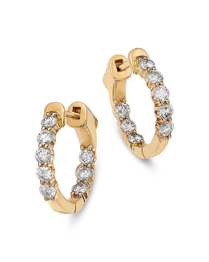 Bloomingdale's Fine Collection Diamond Classic Inside Out Hoops In 14k Yellow Gold, 0.75 Ct. T. W. In Gold