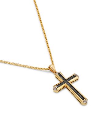 Men's Diamond Cross Pendant Necklace in 14K Yellow Gold, 0.50 tcw 
