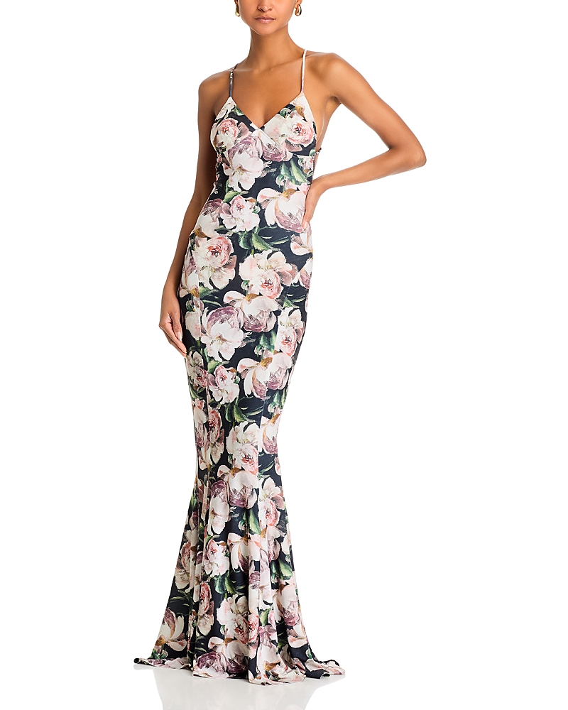 Norma Kamali Low Back Slip Fishtail Gown In Peony