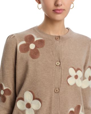 Flower Embroidered Crewneck Cardigan