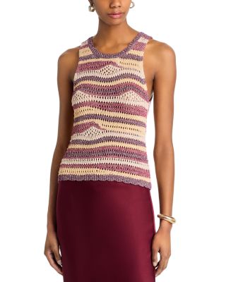 STEVE MADDEN - Hannah Striped Crochet Sleeveless Sweater