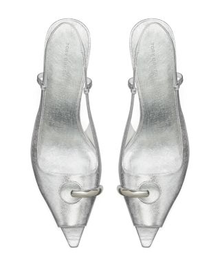 Women's Pierced Peep Toe Slingback Pumps