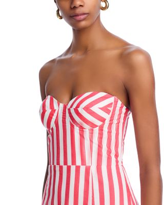 AQUA Stripe Bustier Midi Dress - Exclusive | Bloomingdale's AQUA Women's Clothing 