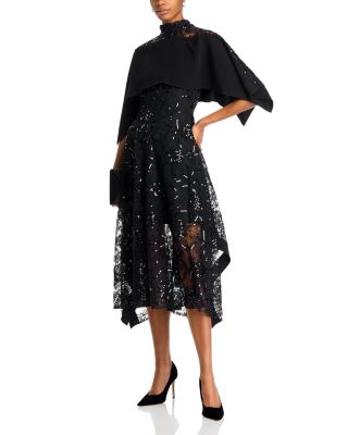 Sequin Lace Mock Neck Dress