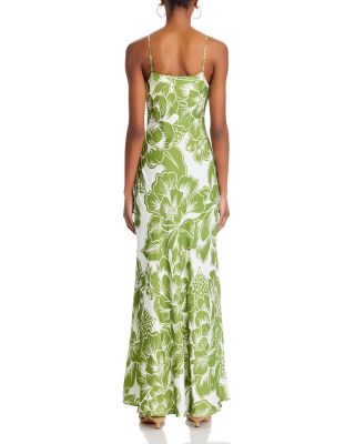 Chita Woodcut Green Maxi Dress - Exclusive