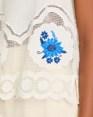 White Daisy Embroidery Blouse