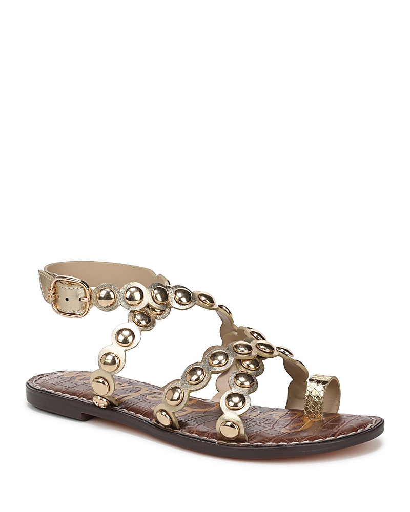 Sam Edelman Gloria Ankle Strap Sandal Amber Gold Leather In Yellow
