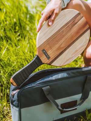 Natural Premium Hardwoods Two Player Patroller Paddle Ball Set