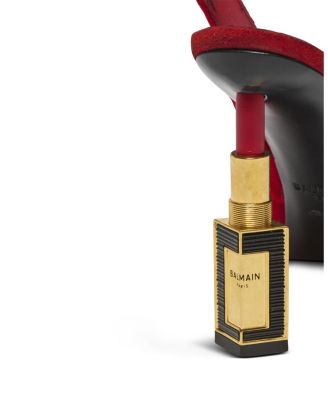 Women's Lipstick Pumps in Suede Leather and Brass