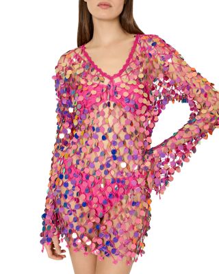 Embellished Crochet Dress Swim Cover-Up