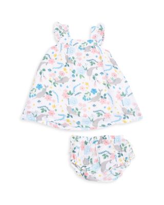 Angel Dear - Girls' Narwhal Floral Sundress & Diaper Cover Set - Baby