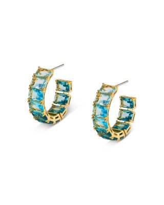 Nadri - Blue Lagoon Ombr&eacute; Stone Hoop Earrings in 18K Gold Plated