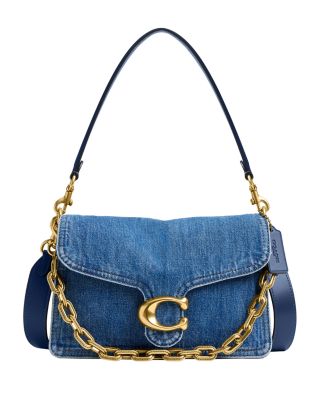 COACH Chain Tabby Small Washed Denim Shoulder Bag | Bloomingdale's