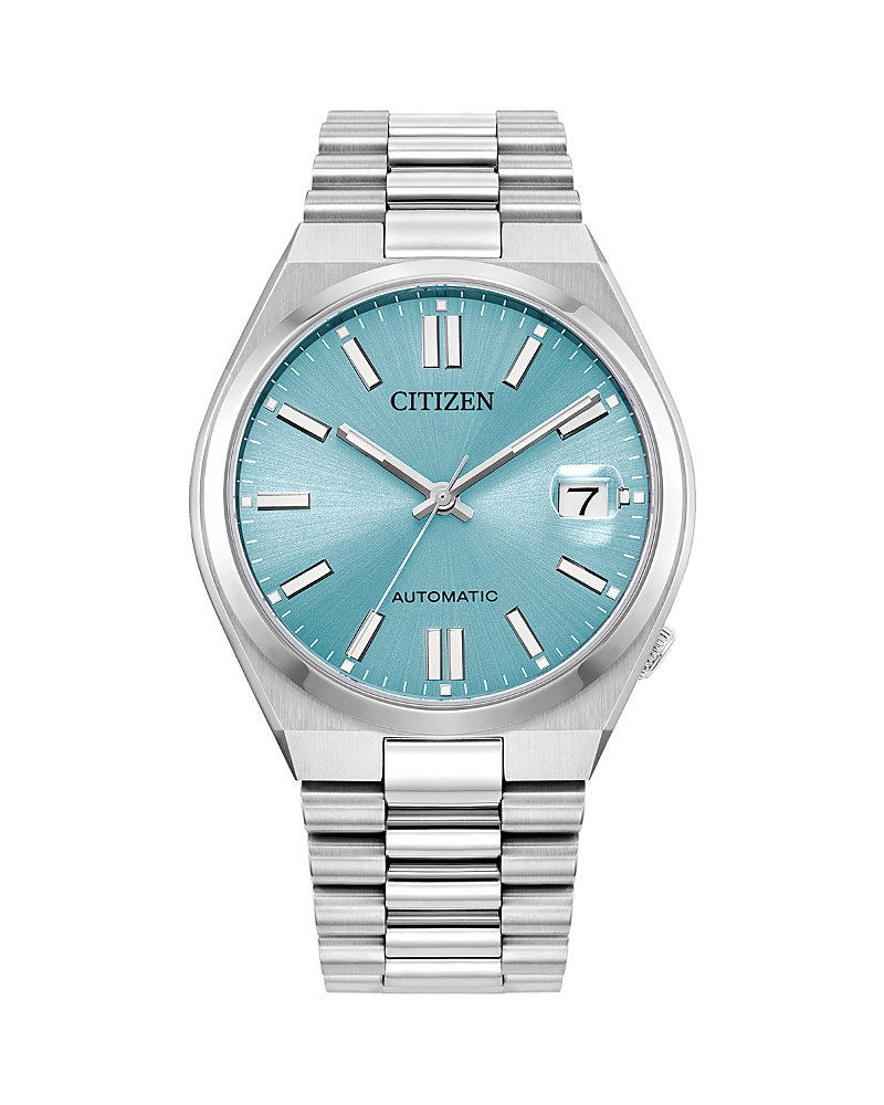 Citizen Unisex Sport Luxury Automatic Tsuyosa Silver-tone Stainless Steel Bracelet Watch 37mm In Blue/silver