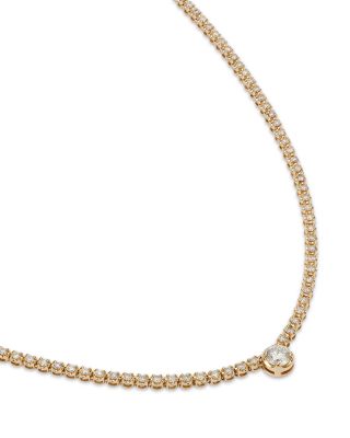 Solitaire Station Tennis Necklace in 14K Yellow Gold, 2.33 tcw