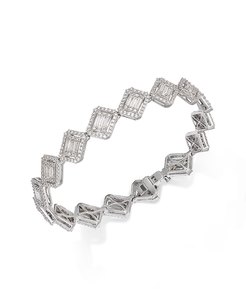 Bloomingdale's Fine Collection Diamond Mosaic Bracelet In 14k White Gold, 4.0 Ct. T. W. In White