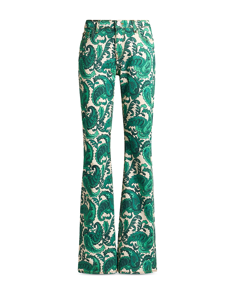 Etro Flare Jeans In Print On White In Print On White
