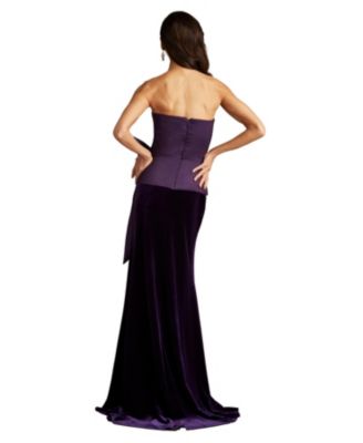  Nimue Strapless Draped Bow Gown