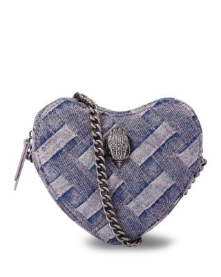 KURT GEIGER LONDON - Mini Kensington Woven Denim Heart Crossbody