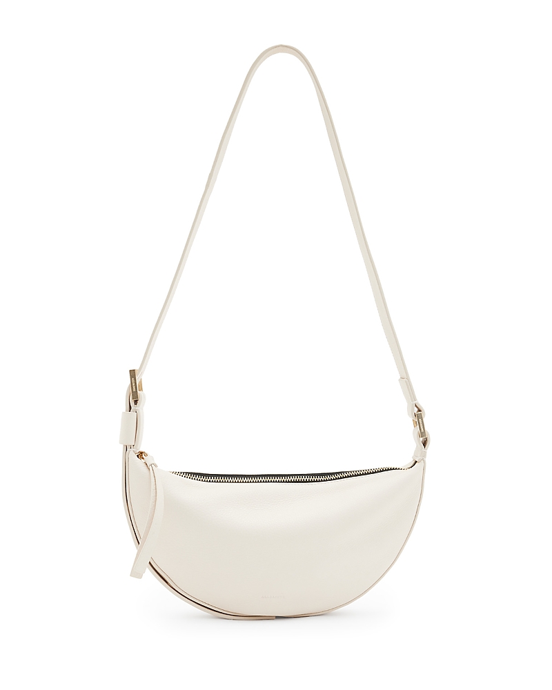 Shop Allsaints Half Moon Leather Crossbody In White