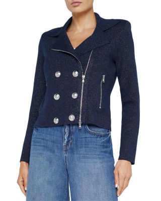 L'AGENCE - Chia Metallic Knit Biker Jacket