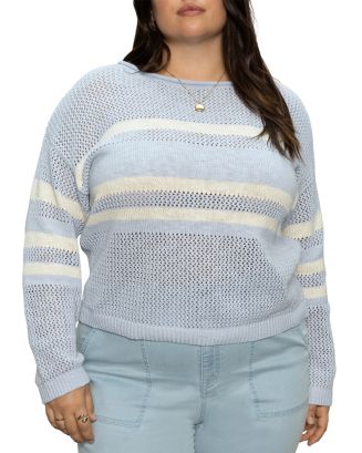 Sanctuary Plus Sporty Stripe Open Knit Sweater | Bloomingdale's