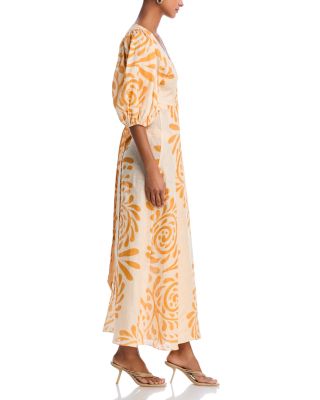 Linen Printed Midi Dress