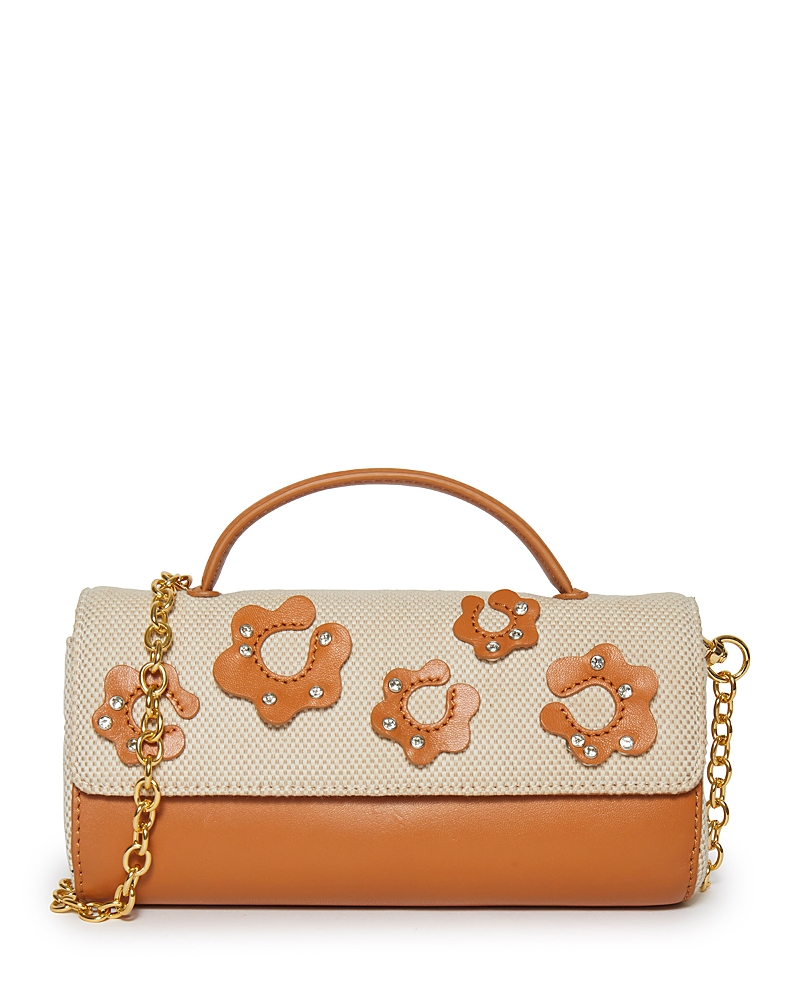 Lele Sadoughi Mini Tabitha Floral Top Handle Bag In Saddle Brown
