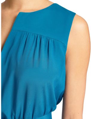  Mira Sleeveless Hi-Lo Hemline in Silk Crepe de Chine Midi Dress