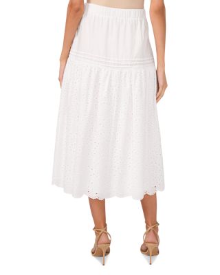 Eyelet Scalloped Midi Skirt